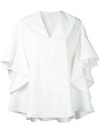 Delpozo Pleated Blouse, Women's, Size: 38, White, Cotton