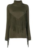 P.a.r.o.s.h. Fringed Roll Neck Sweater - Green