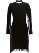 Sacai Contrasting Pleated Back Sweater Dress, Women's, Size: 4, Black, Polyester/wool