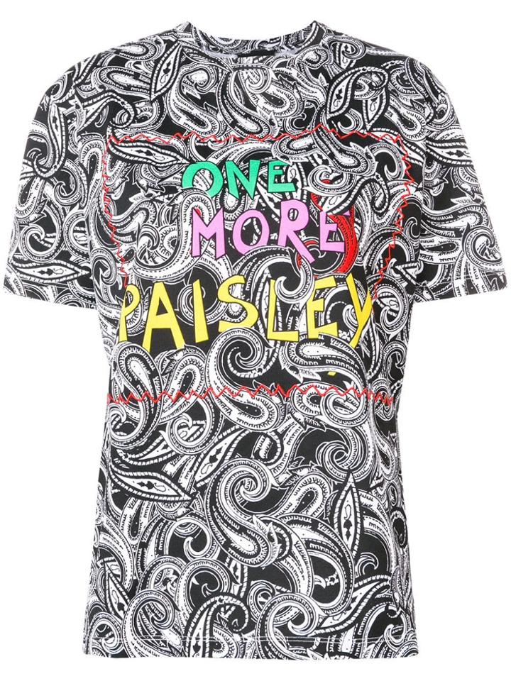 Etro Paisley Slogan Print T-shirt - Black