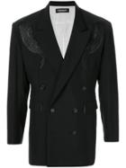 Christian Dada Feather Embroidery Double-breasted Jacket - Black