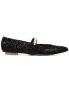 Simone Rocha Pearl Embellished Tartan Pumps - Black
