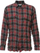 Saint Laurent Crinkle-effect Checked Shirt, Men's, Size: Small, Red, Cotton/lyocell/spandex/elastane