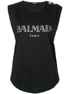 Balmain Front Logo Tank Top - Black