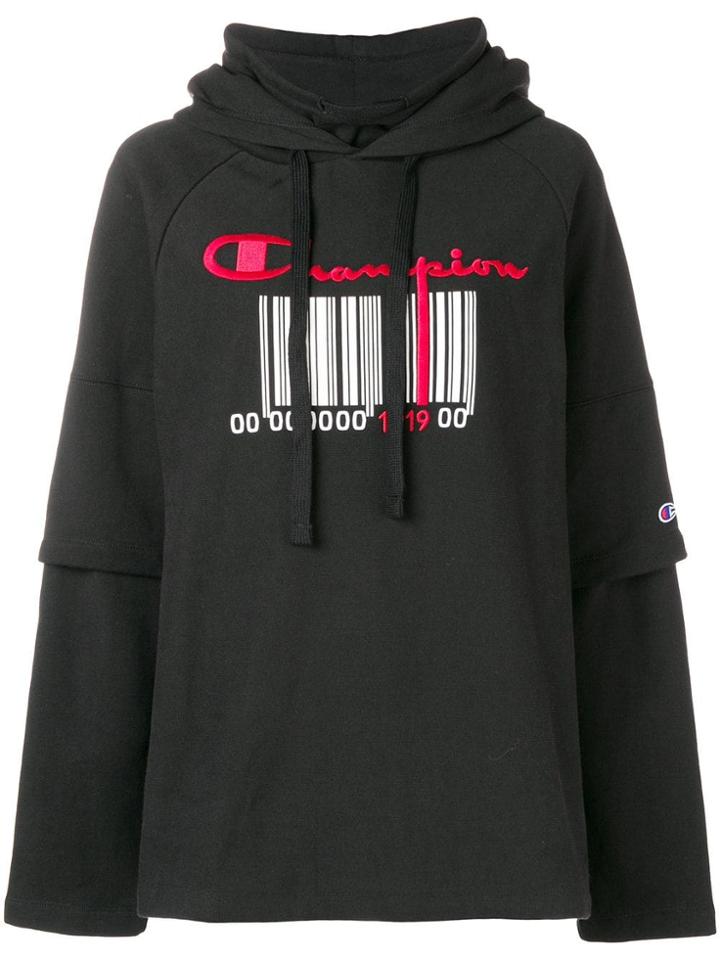 Champion Bar Code Print Hoodie - Black