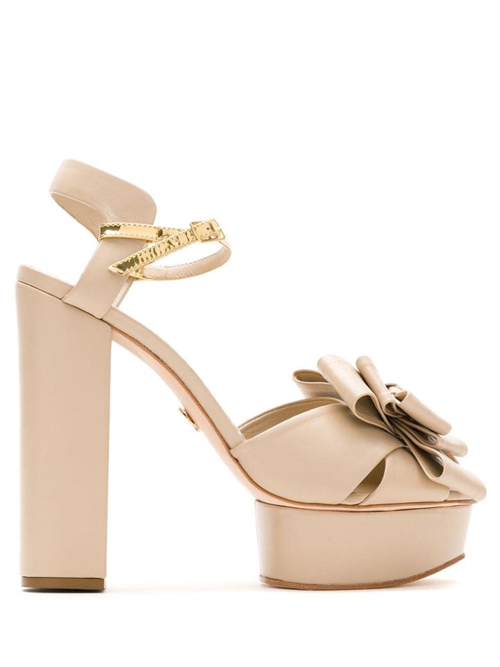 Andrea Bogosian Leather Platform Sandals - Neutrals