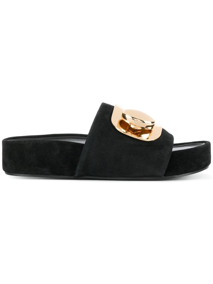Stella Luna Buckle Platform Slides - Black