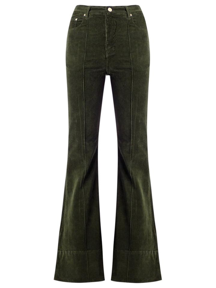 Amapô High Waist Velvet Flared Trousers - Green