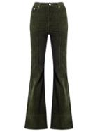 Amapô High Waist Velvet Flared Trousers - Green