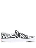 Vans Slip-on Checkerboard Flame Sneakers - Black