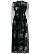 Red Valentino Floral Embroidered Tulle Dress - Black