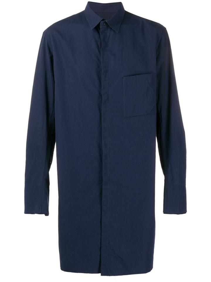 Ziggy Chen Longline Button Shirt - Blue
