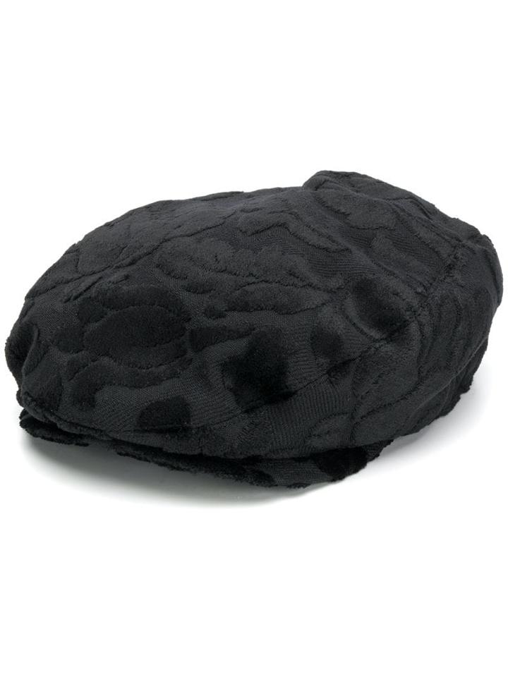 Dolce & Gabbana Floral Textured Beret - Black