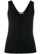 T By Alexander Wang V-neck Tank Top, Women's, Size: Medium, Black, Silk/rayon