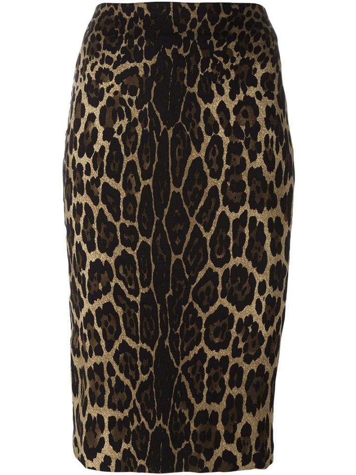 Samantha Sung Animal Print Pencil Skirt, Women's, Size: Xl, Brown, Silk/wool