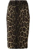 Samantha Sung Animal Print Pencil Skirt, Women's, Size: Xl, Brown, Silk/wool
