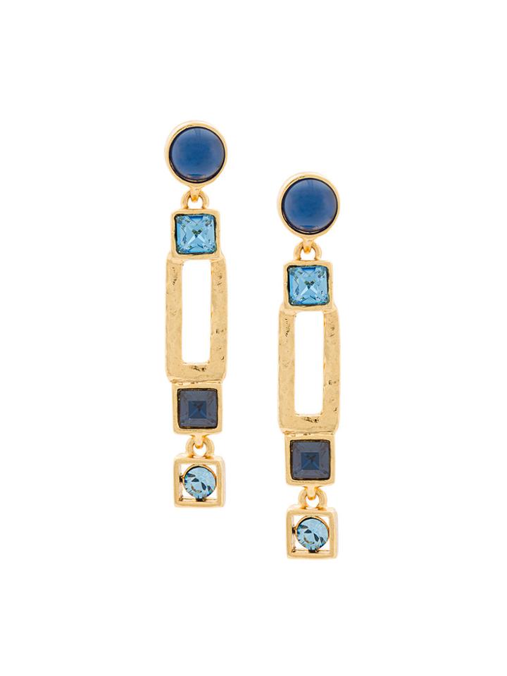 Oscar De La Renta Geometric Drop Earrings - Blue