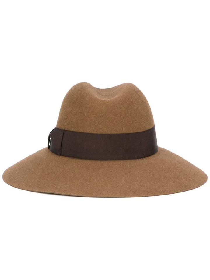 Borsalino Tonal Wide Brim Hat, Women's, Size: Medium, Brown, Rabbit Fur Felt