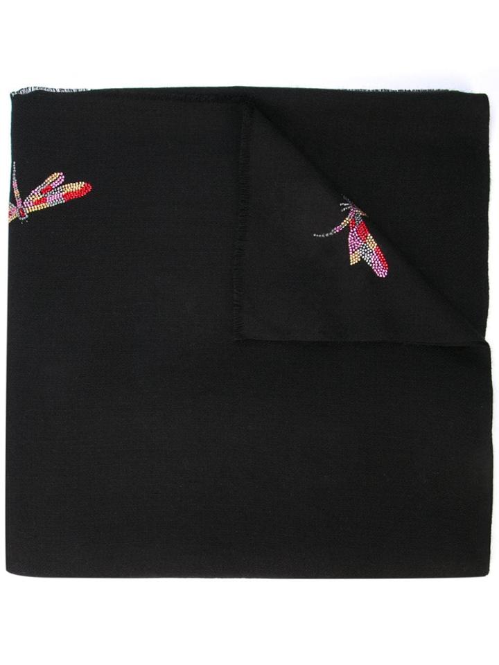 Janavi Dragonfly Embellished Scarf - Black