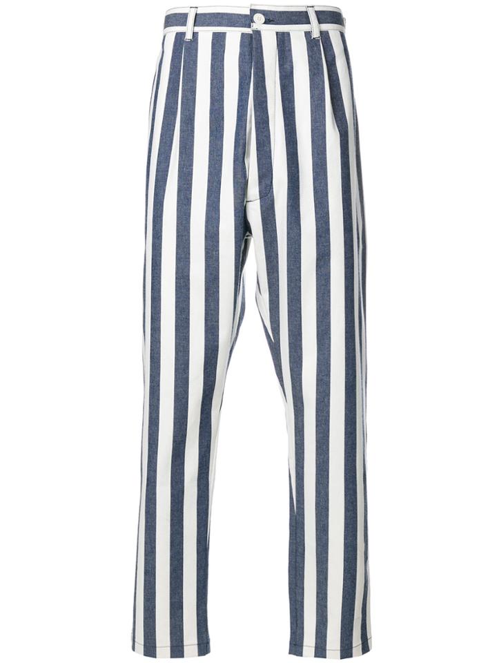 Sunnei Striped Dropped Crotch Trousers - Blue