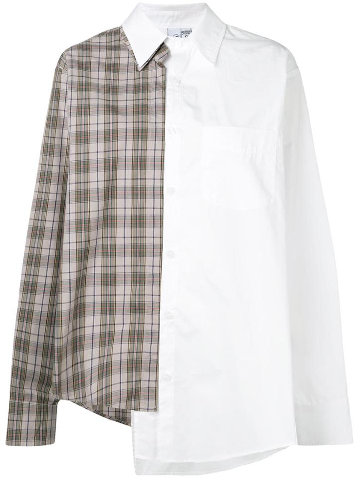 Vaquera Asymmetric Printed Shirt - White