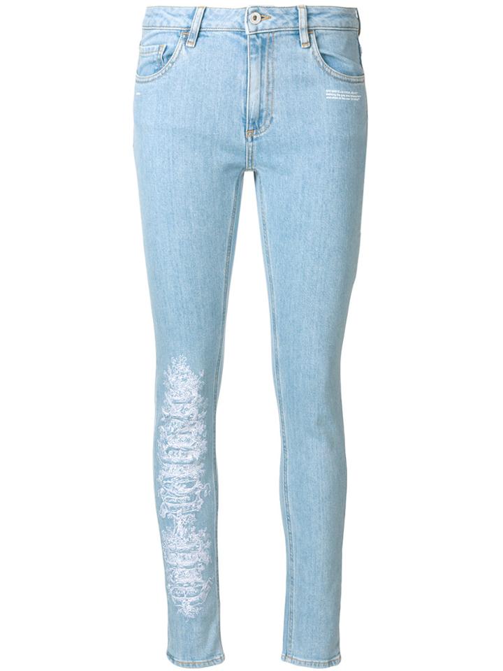 Off-white Distressed Detail Jeans - Blue