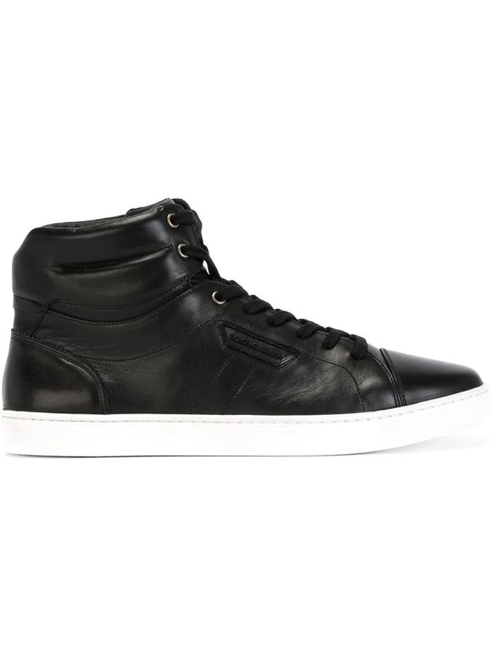 Dolce & Gabbana Classic Hi-top Sneakers, Men's, Size: 40, Black, Calf Leather/rubber