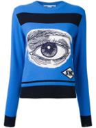 Stella Mccartney Eye Intarsia Jumper, Women's, Size: 42, Blue, Virgin Wool
