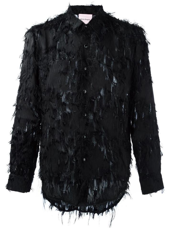 Palm Angels Fur Shirt, Men's, Size: 50, Black, Viscose