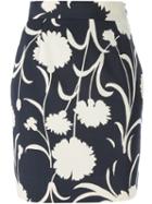 Moschino Vintage Floral Print Pencil Skirt, Women's, Size: 42, Blue