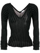 Sonia Rykiel Striped Fine Knit Sweater - Black
