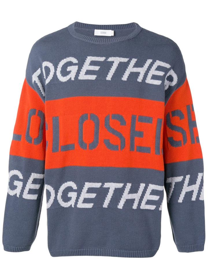 Closed Logo Colour-block Jumper - Grey