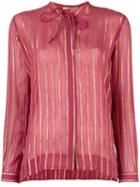Etro Gold-tone Stripes Shirt, Women's, Size: 42, Pink/purple, Silk/metallic Fibre