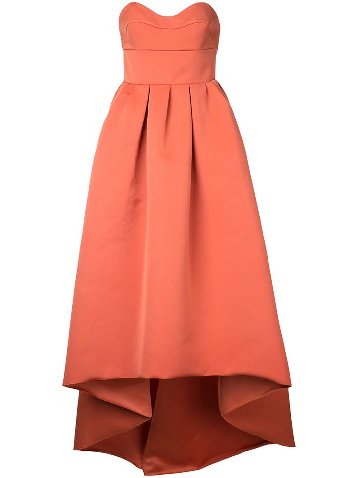 Paule Ka - Strapless High Low Woven Dress - Women - Polyester - 42, Yellow/orange, Polyester