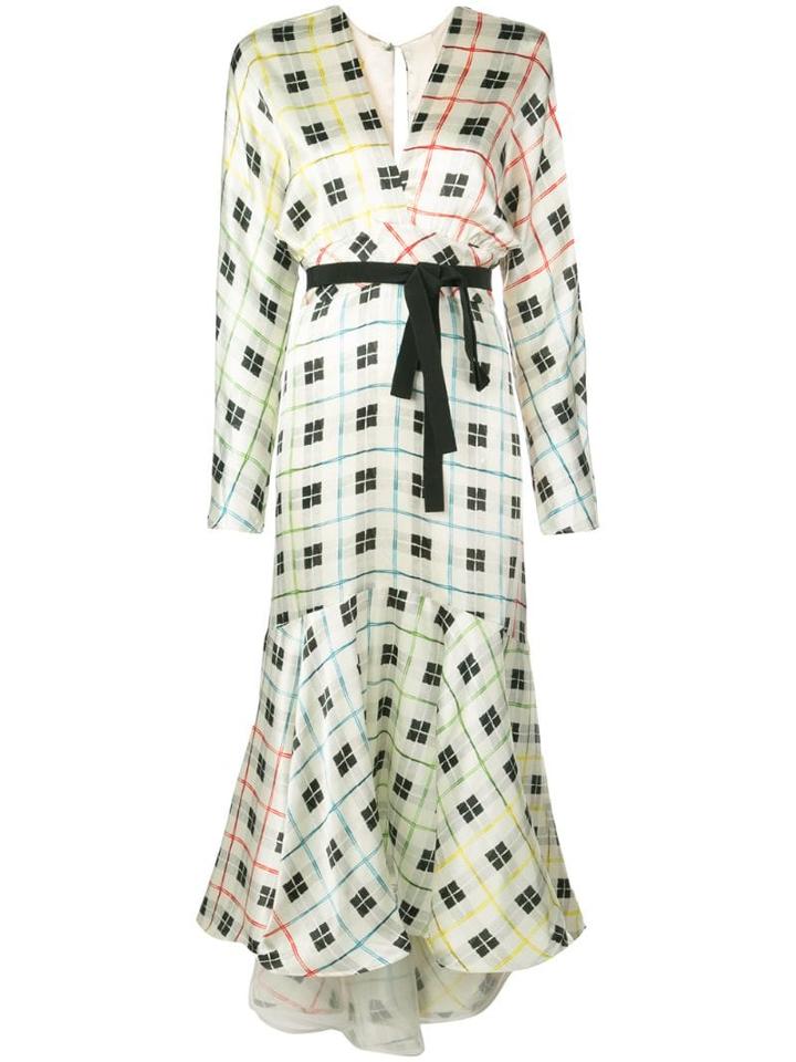 Silvia Tcherassi Rainbow Checked Autumn Dress - White