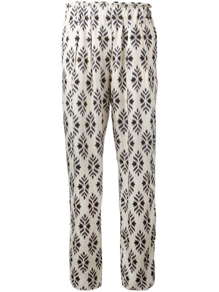 Forte Forte Printed Slim-fit Trousers, Women's, Size: I, White, Silk