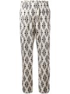 Forte Forte Printed Slim-fit Trousers, Women's, Size: I, White, Silk