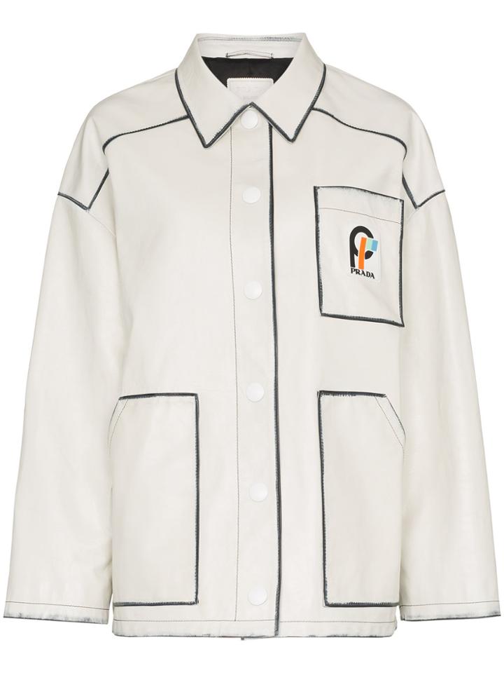 Prada Leather Logo Pocket Jacket - White