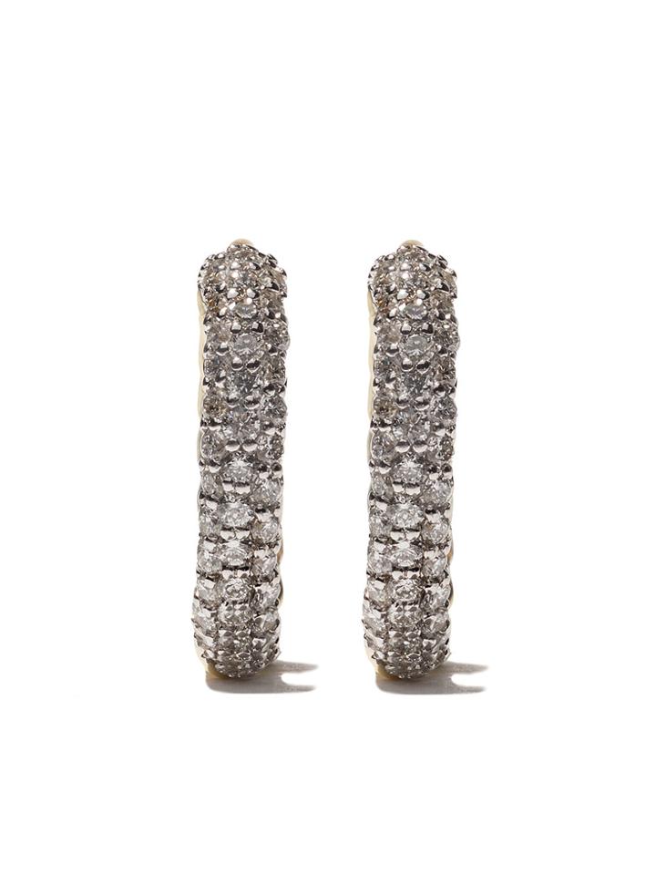 David Yurman 18kt Yellow Gold Petite Pavé Diamond Huggie Hoop Earrings