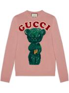 Gucci Wool Sweater With Teddy Bear - Pink & Purple
