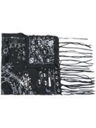 Alexander Mcqueen Skull Print Bandana With Fringed Trim - Black