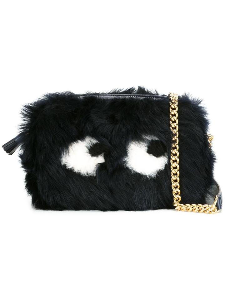 Anya Hindmarch - 'mini Eyes' Crossbody Bag - Women - Sheep Skin/shearling - One Size, Blue, Sheep Skin/shearling