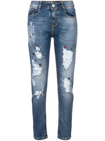 Blugirl Distressed Embellished Jeans - Blue
