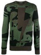 Neil Barrett Lightning Bolt Knit Sweater - Green