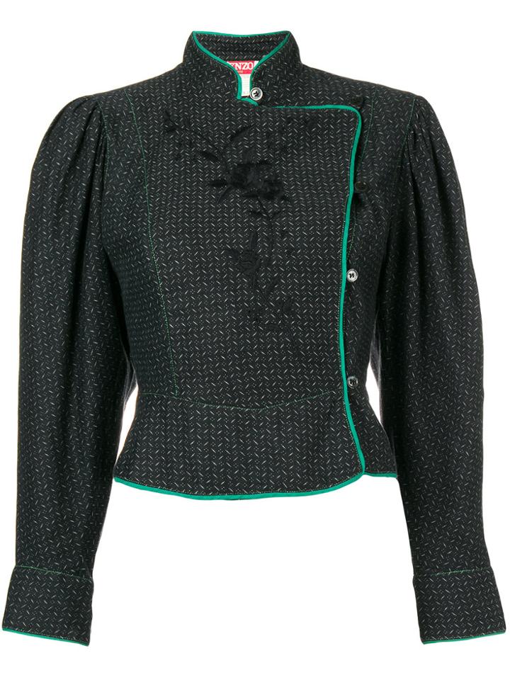 Kenzo Vintage Embroidered Floral Blouse - Black