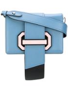 Prada Strap Closure Crossbody Bag, Women's, Blue, Calf Leather