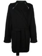 Barbara Bui Zipped Cape Belted Cardigan, Women's, Size: 2, Black, Merino