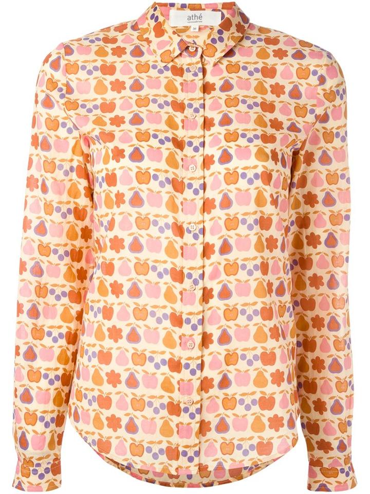 Vanessa Bruno Athé Fruit Print Button Down Shirt, Women's, Size: 38, Nude/neutrals, Cotton