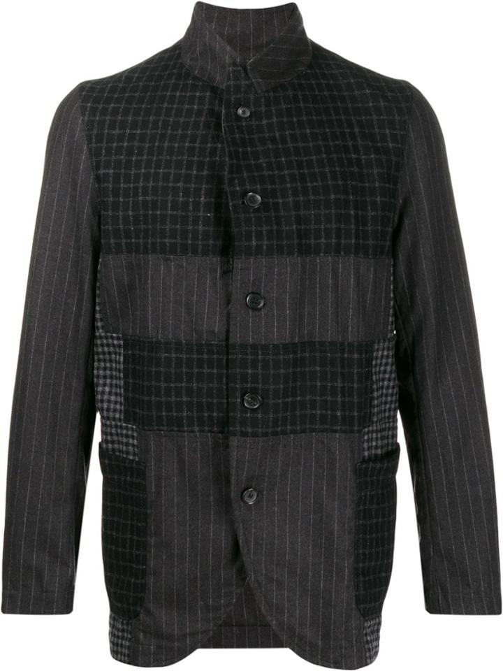 Comme Des Garçons Shirt Patchwork Checked Blazer - Black