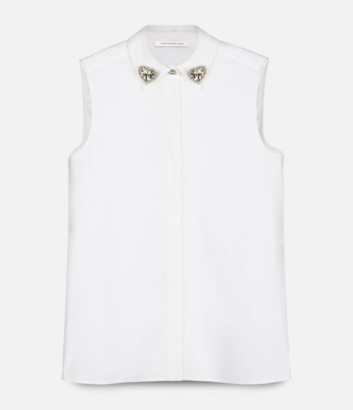 Christopher Kane Jewel Collar Sleeveless Shirt